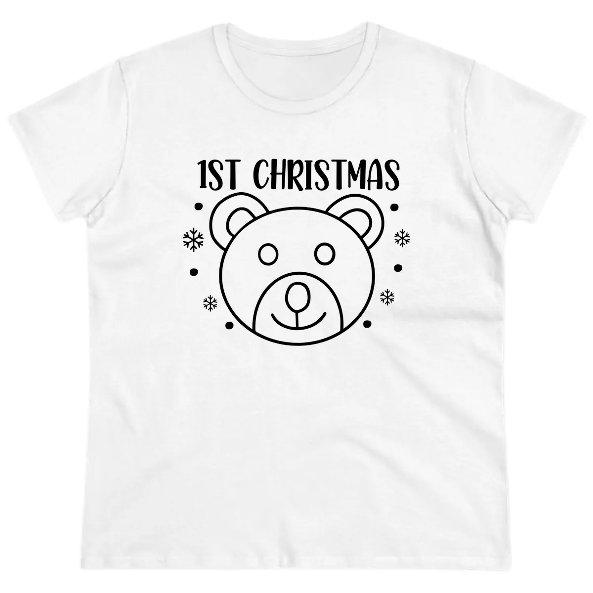 Baby's First Christmas Bear Graphic Ladies Tee in White