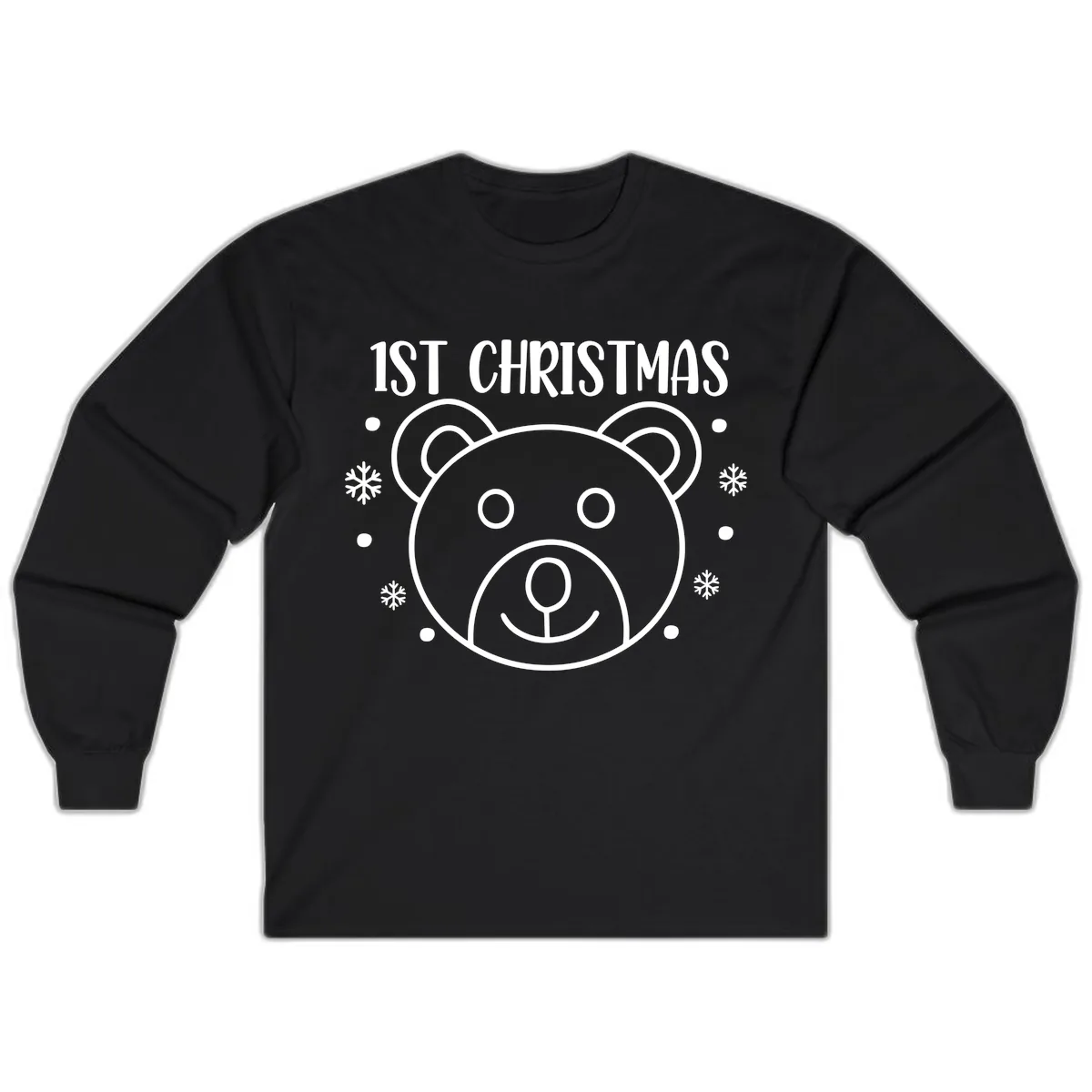 Baby's First Christmas Bear Graphic Long Sleeve in Black