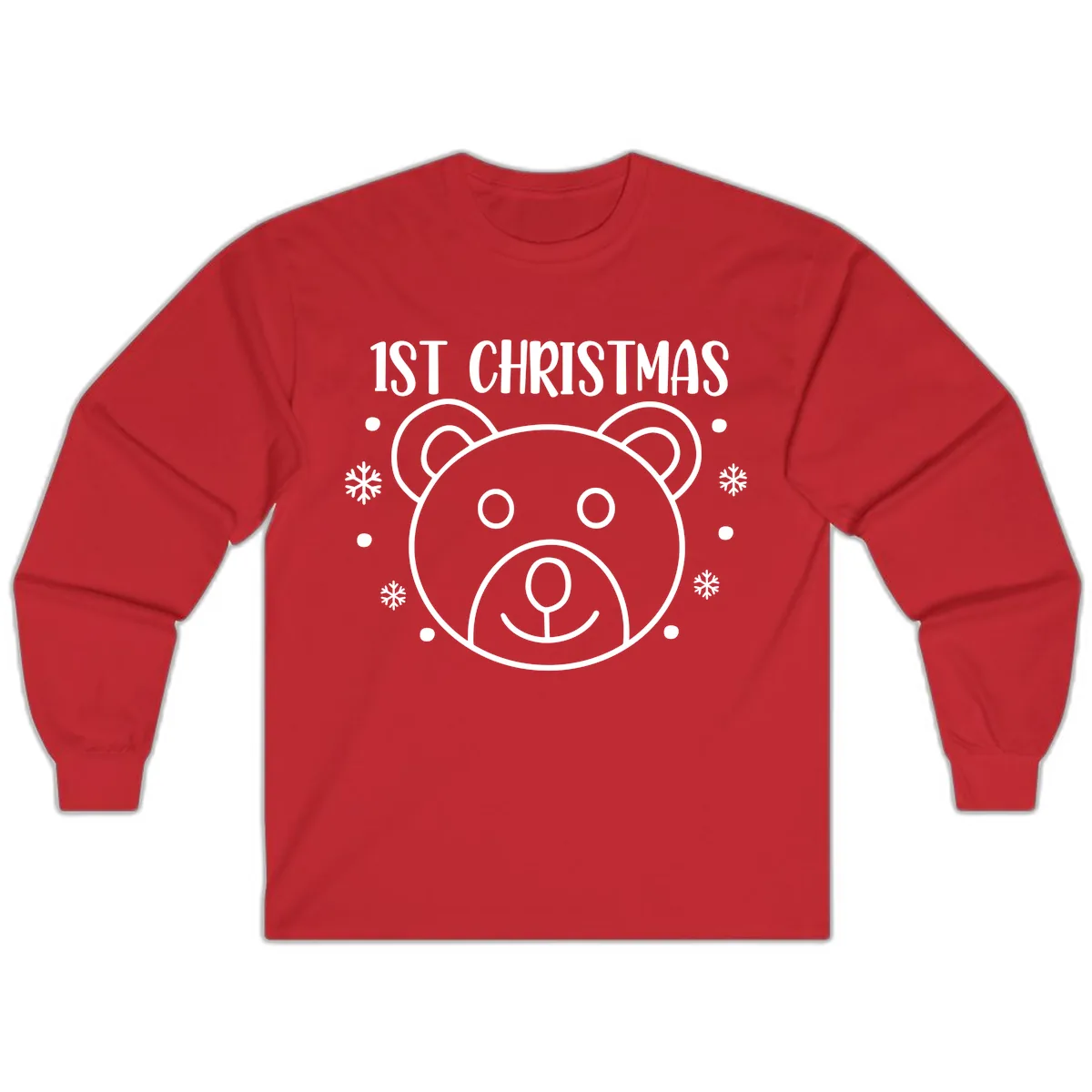 Baby's First Christmas Bear Graphic Long Sleeve in Red