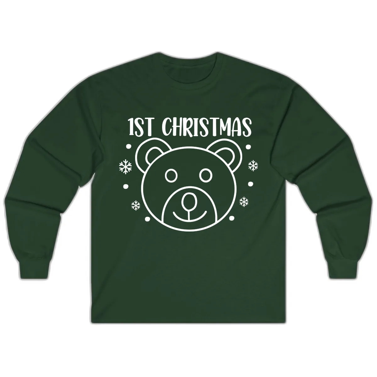 Baby's First Christmas Bear Graphic Long Sleeve in Forest Green
