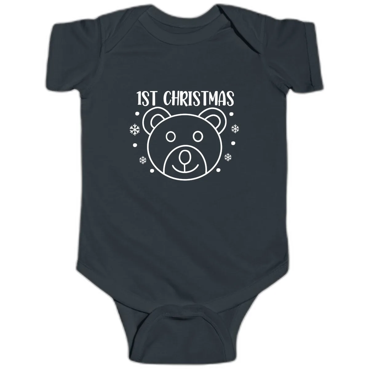 Baby's First Christmas Bear Graphic Baby Onesie in Black