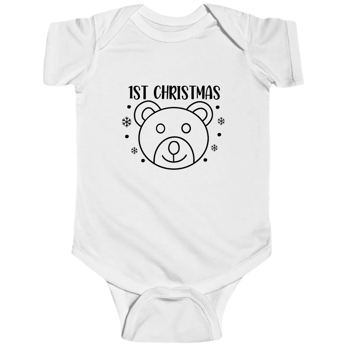 Baby's First Christmas Bear Graphic Baby Onesie in White