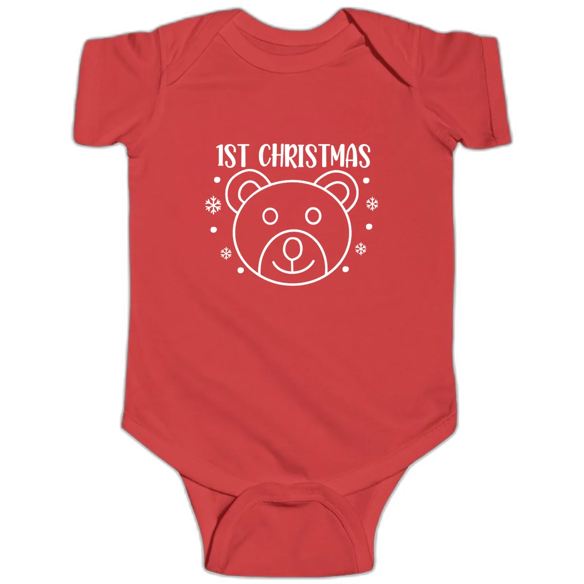 Baby's First Christmas Bear Graphic Baby Onesie in Red