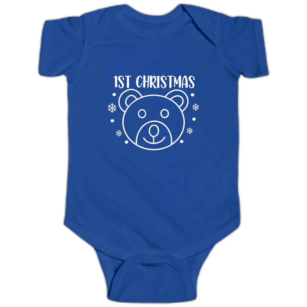 Baby's First Christmas Bear Graphic Baby Onesie in Royal
