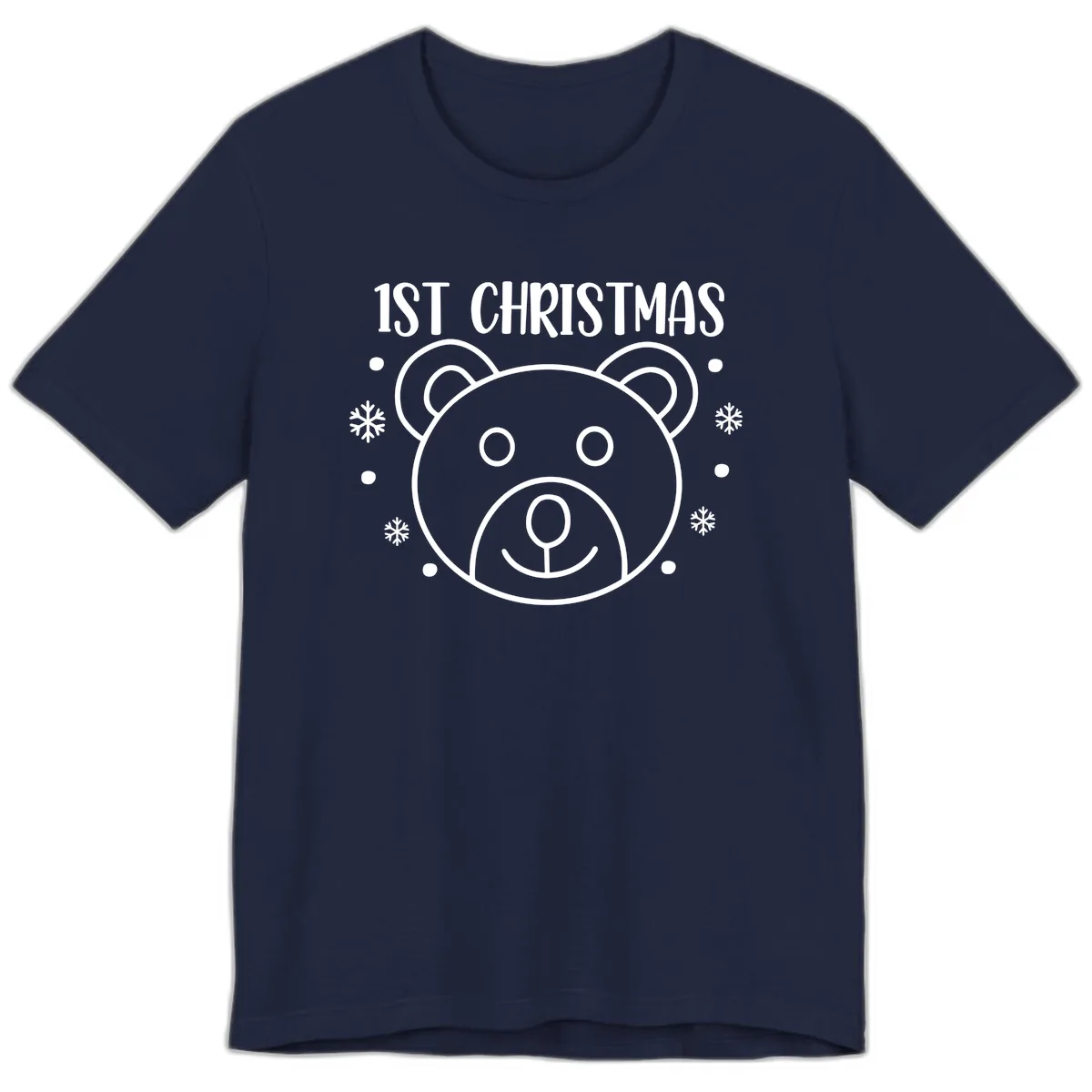 Baby's First Christmas Bear Graphic Premium T-Shirt in Navy