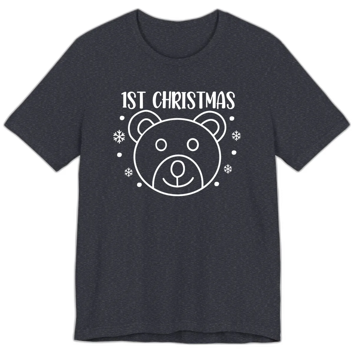 Baby's First Christmas Bear Graphic Premium T-Shirt in Heather Navy
