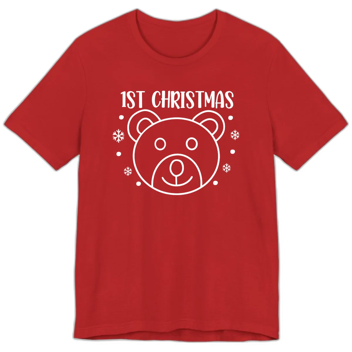 Baby's First Christmas Bear Graphic Premium T-Shirt in Red