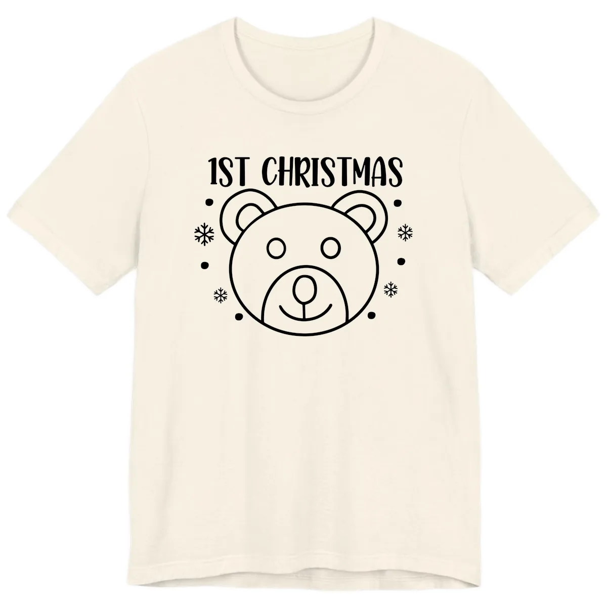 Baby's First Christmas Bear Graphic Premium T-Shirt in Natural