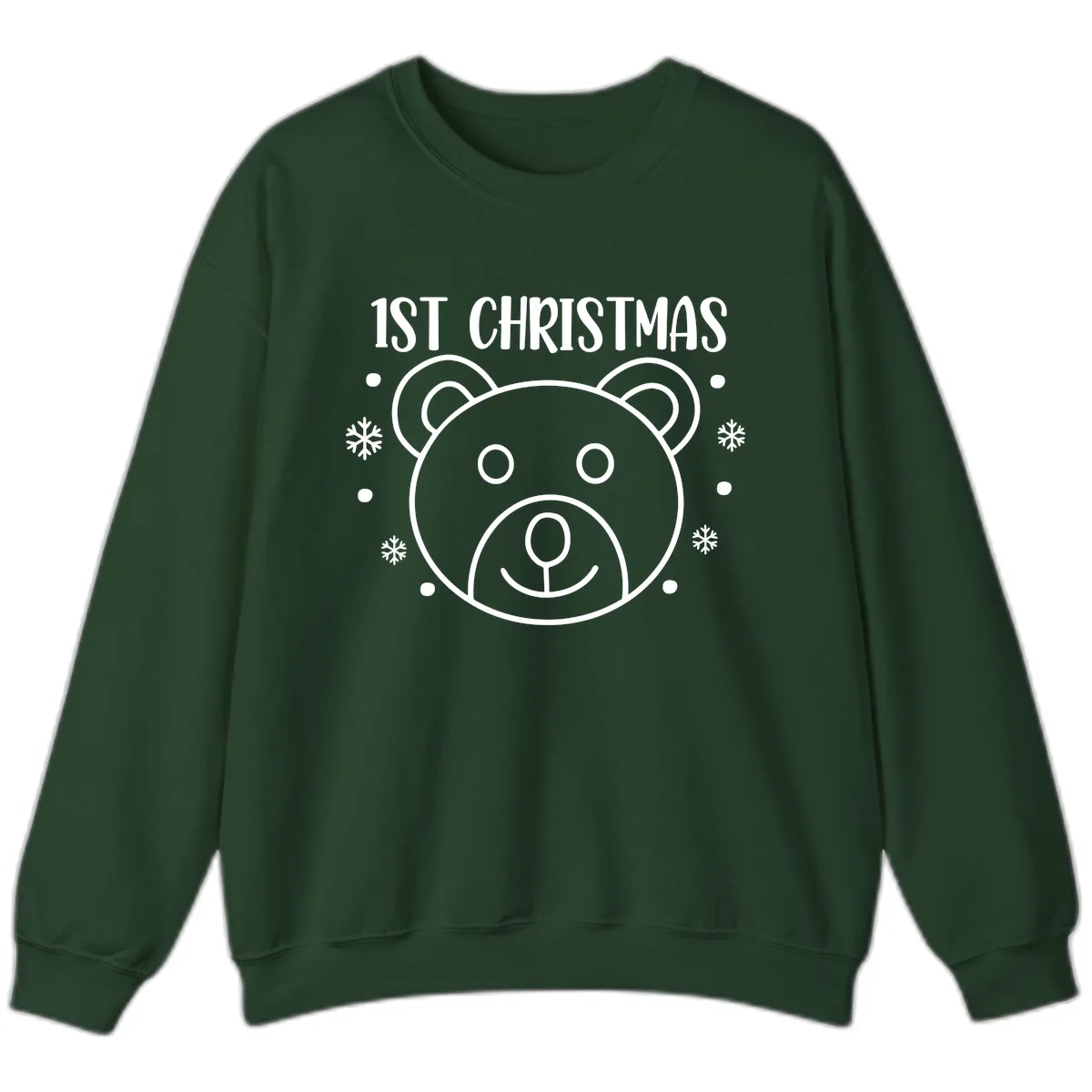 Baby's First Christmas Bear Graphic Sweatshirt in Forest Green