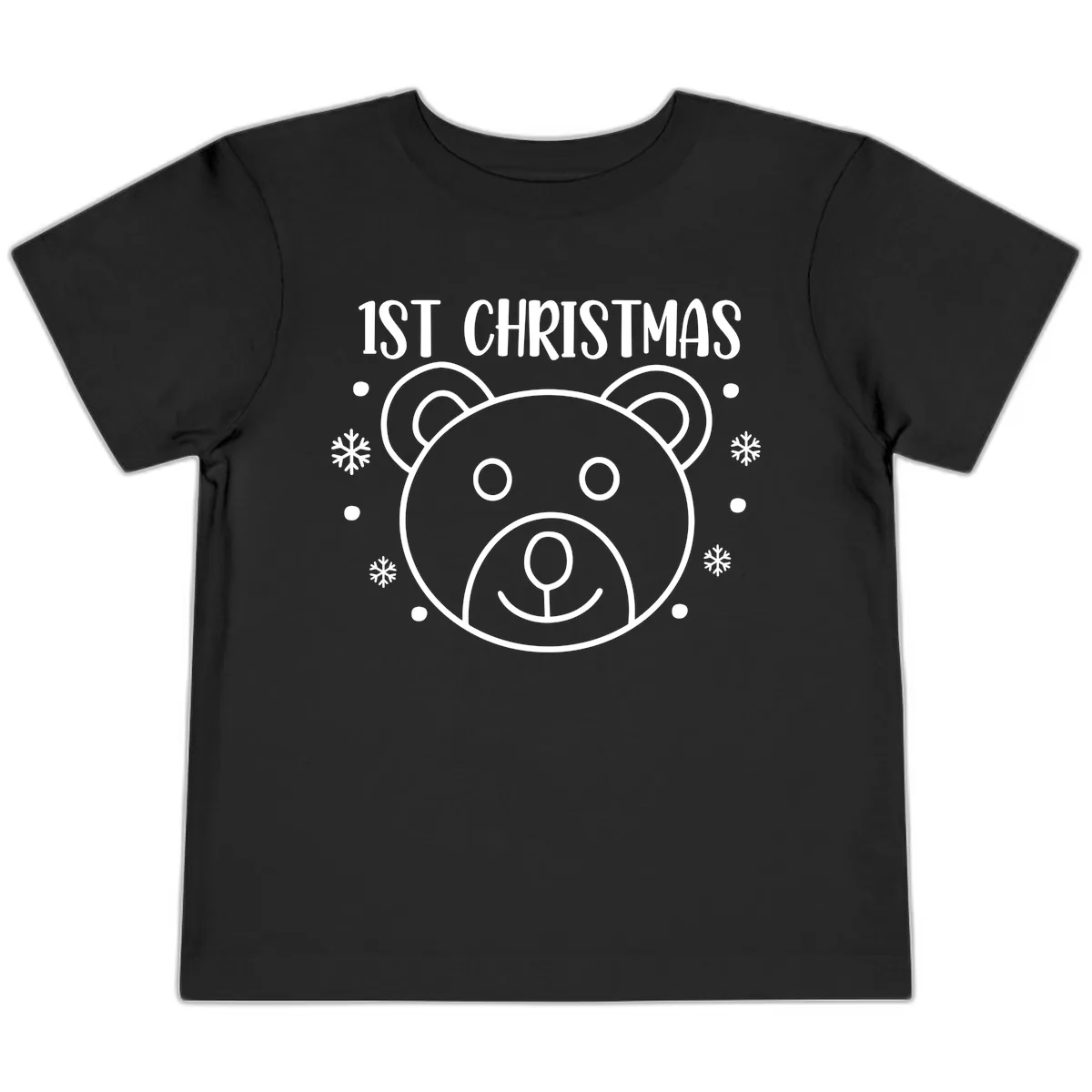 Baby's First Christmas Bear Graphic Toddler T-Shirt in Black