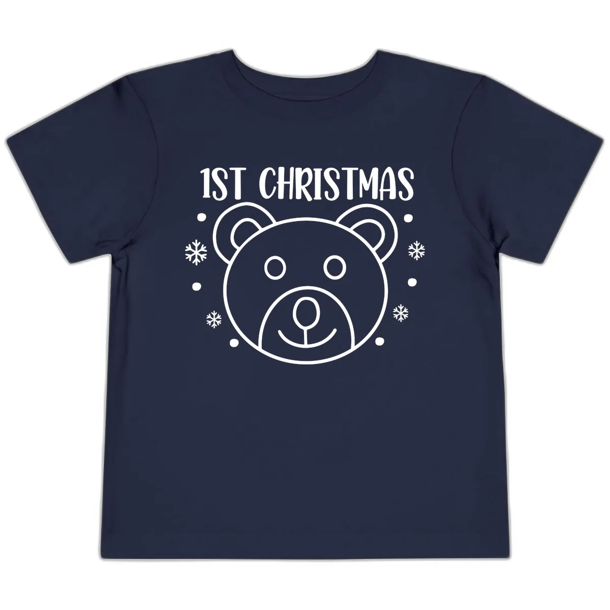 Baby's First Christmas Bear Graphic Toddler T-Shirt in Navy
