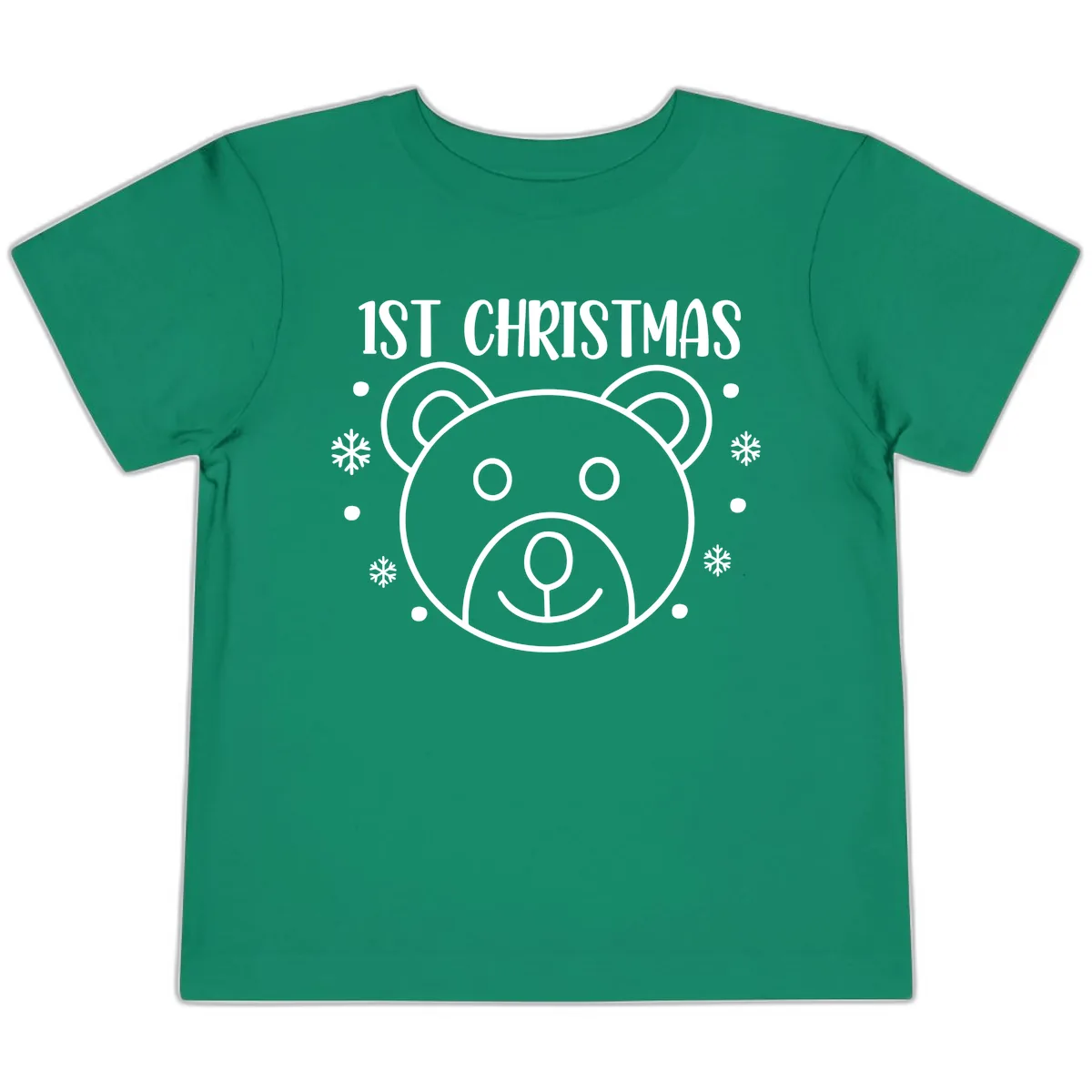 Baby's First Christmas Bear Graphic Toddler T-Shirt in Kelly