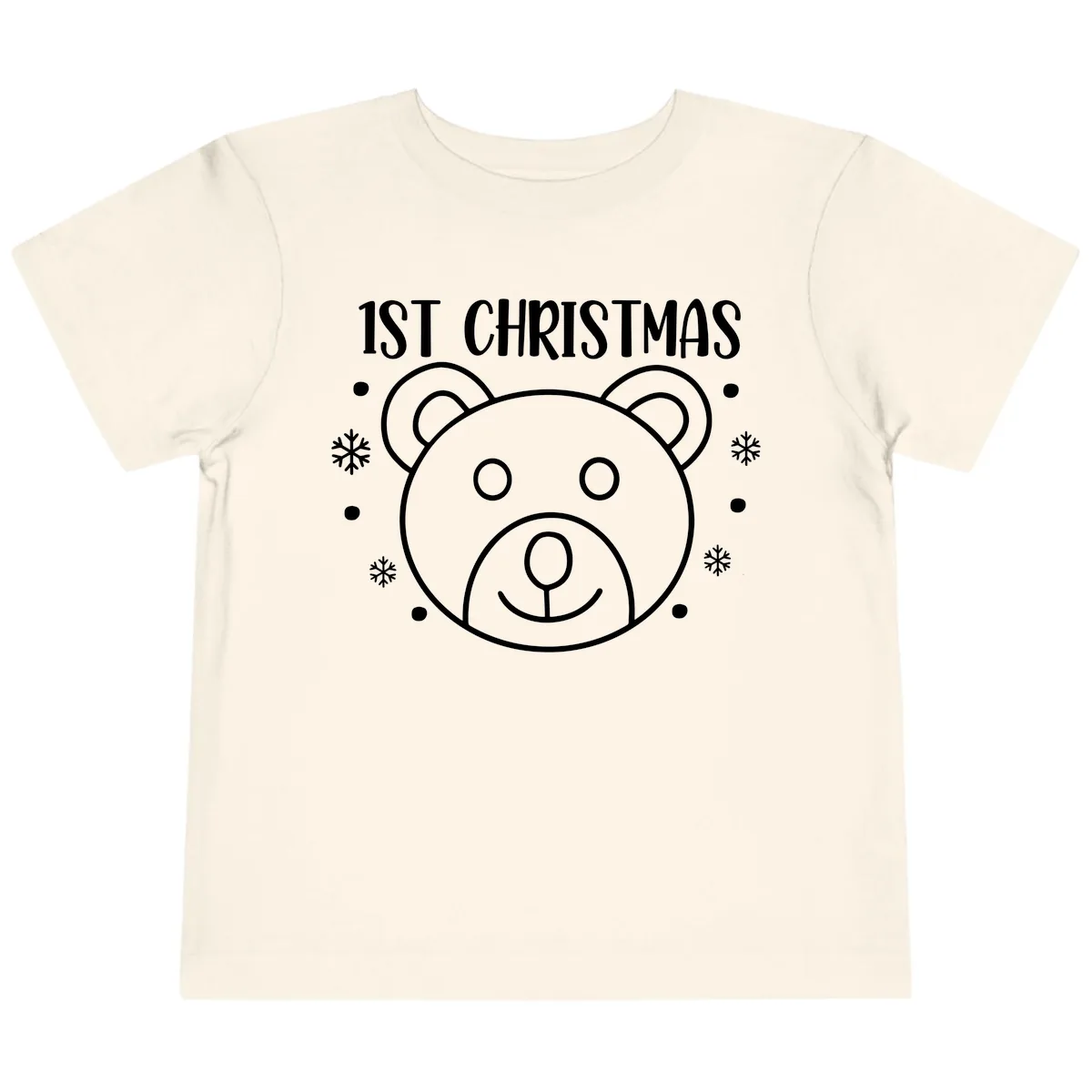 Baby's First Christmas Bear Graphic Toddler T-Shirt in Natural