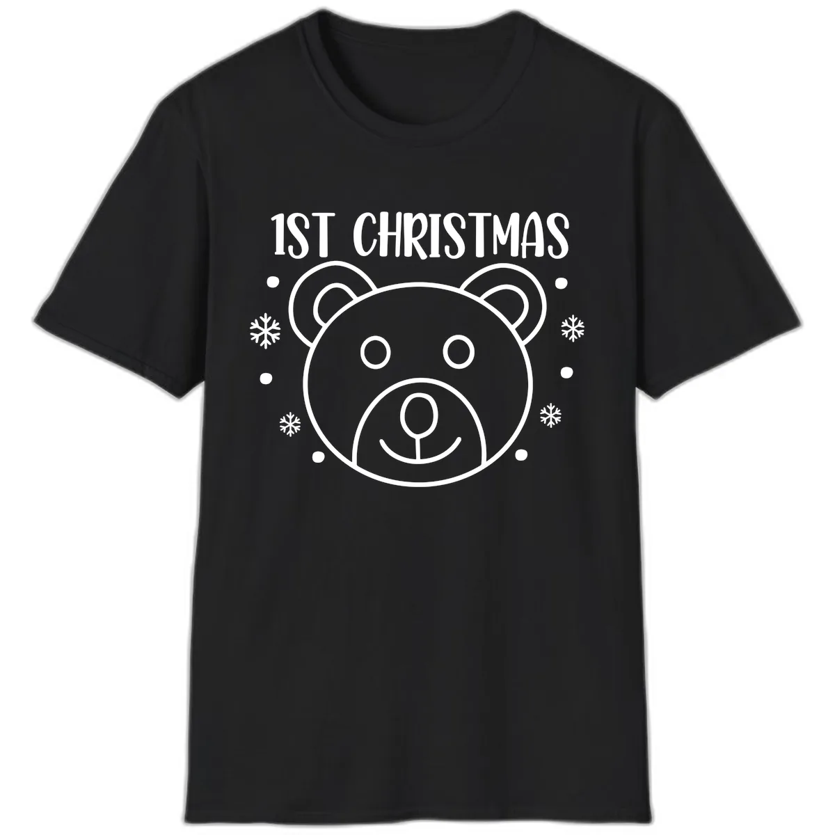 Baby's First Christmas Bear Graphic T-Shirt in Black