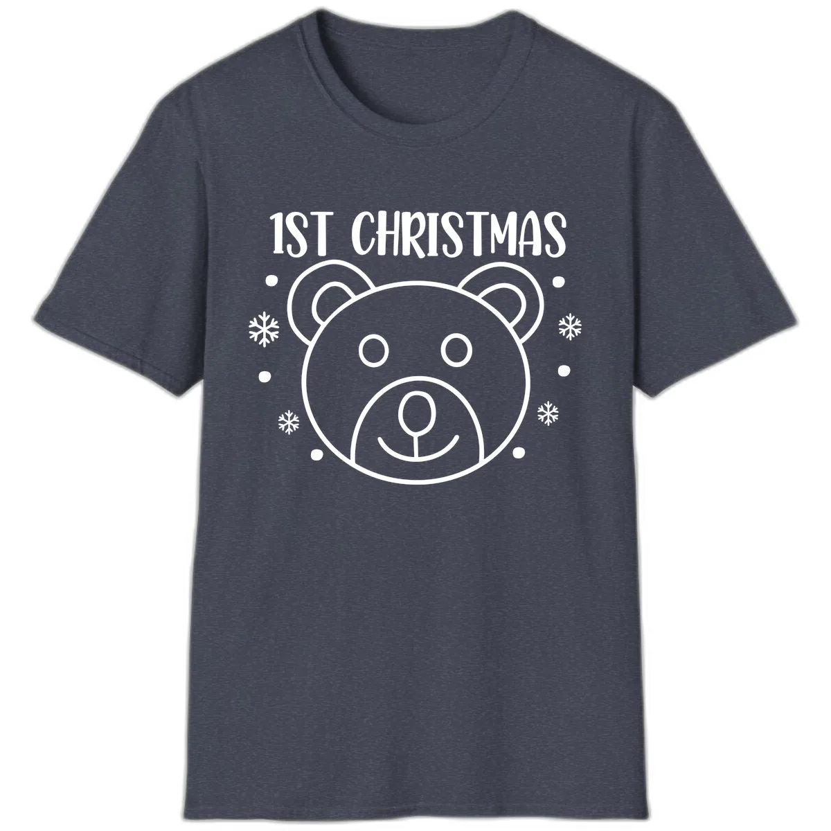 Baby's First Christmas Bear Graphic T-Shirt in Heather Navy