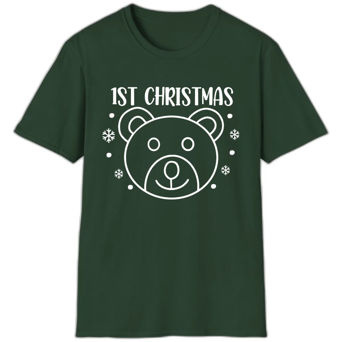 Baby's First Christmas Bear Graphic T-Shirt in Forest Green