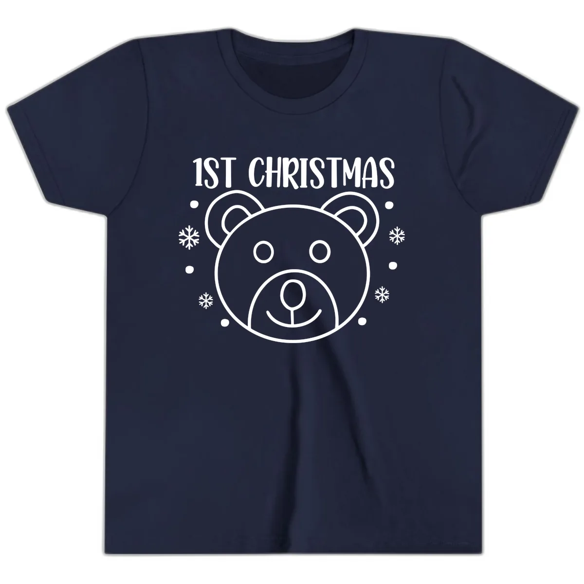 Baby's First Christmas Bear Graphic Youth T-Shirt in Navy