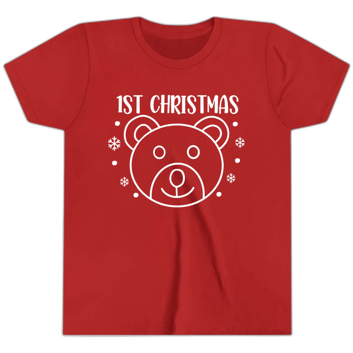 Baby's First Christmas Bear Graphic Youth T-Shirt in Red