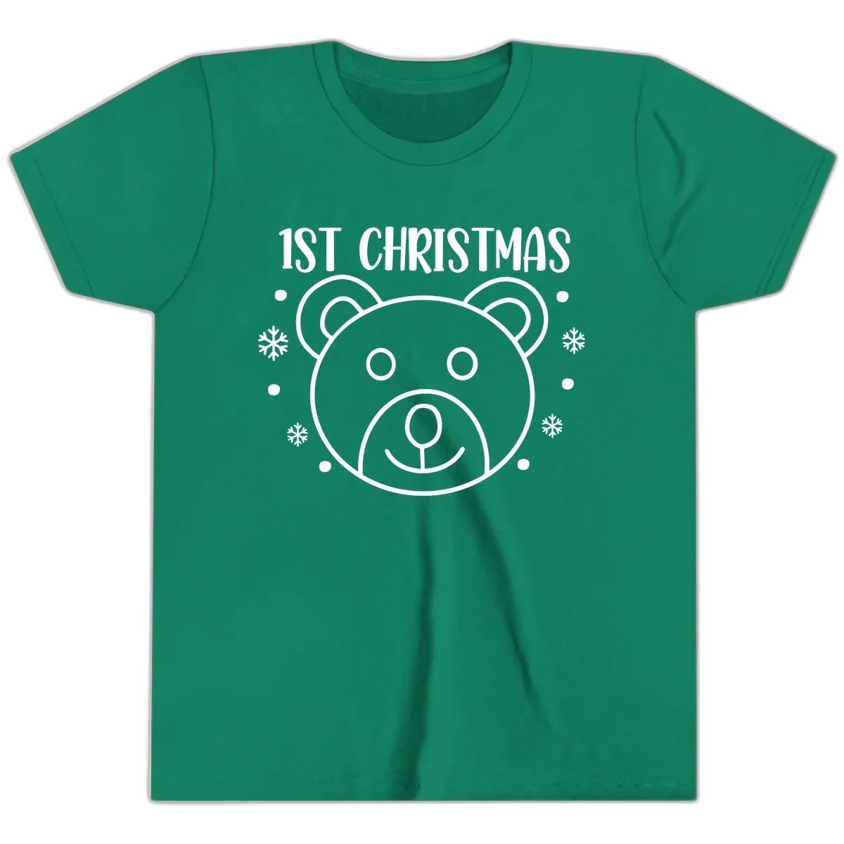 Baby's First Christmas Bear Graphic Youth T-Shirt in Kelly