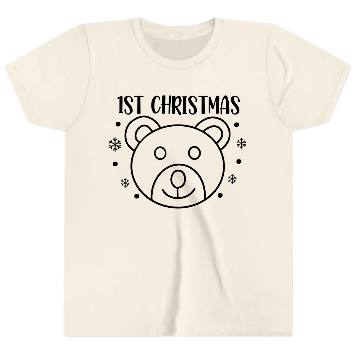 Baby's First Christmas Bear Graphic Youth T-Shirt in Natural