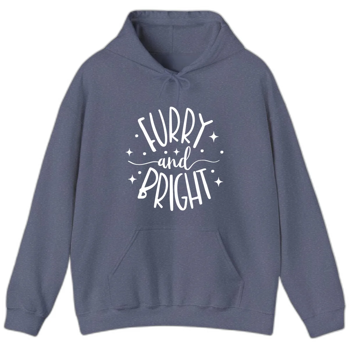 Furry and Bright Holiday Puns Hoodie in Heather Navy