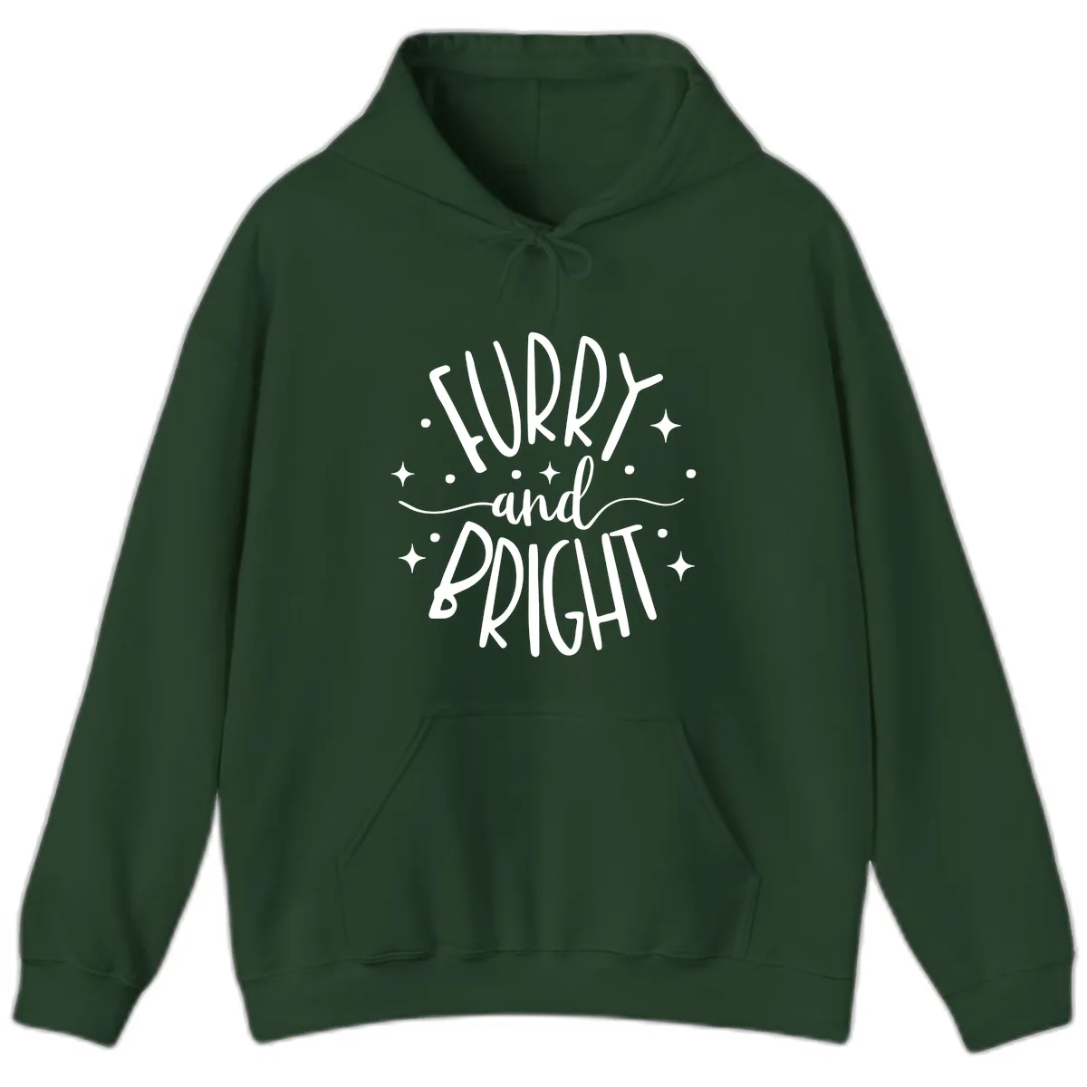 Furry and Bright Holiday Puns Hoodie in Forest Green