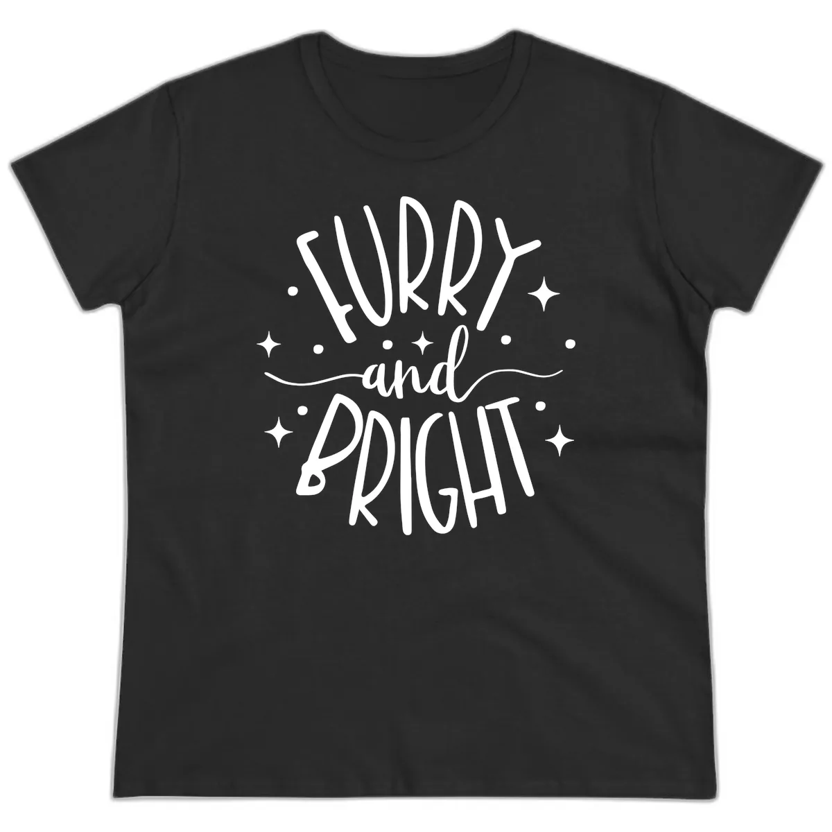 Furry and Bright Holiday Puns Ladies Tee in Black