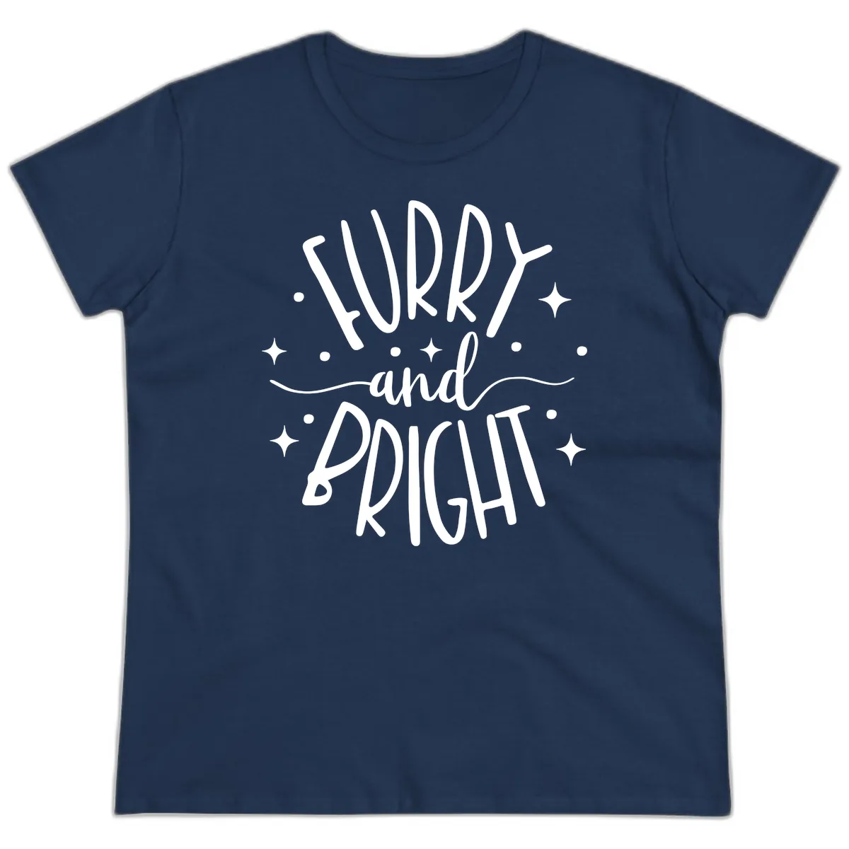 Furry and Bright Holiday Puns Ladies Tee in Navy