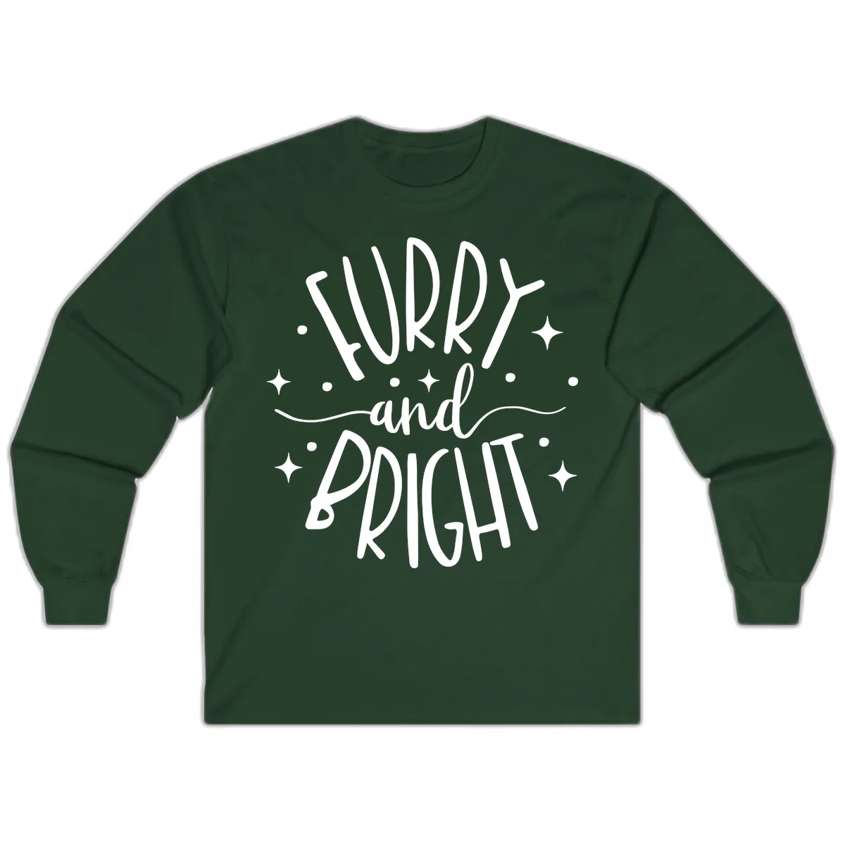 Furry and Bright Holiday Puns Long Sleeve in Forest Green