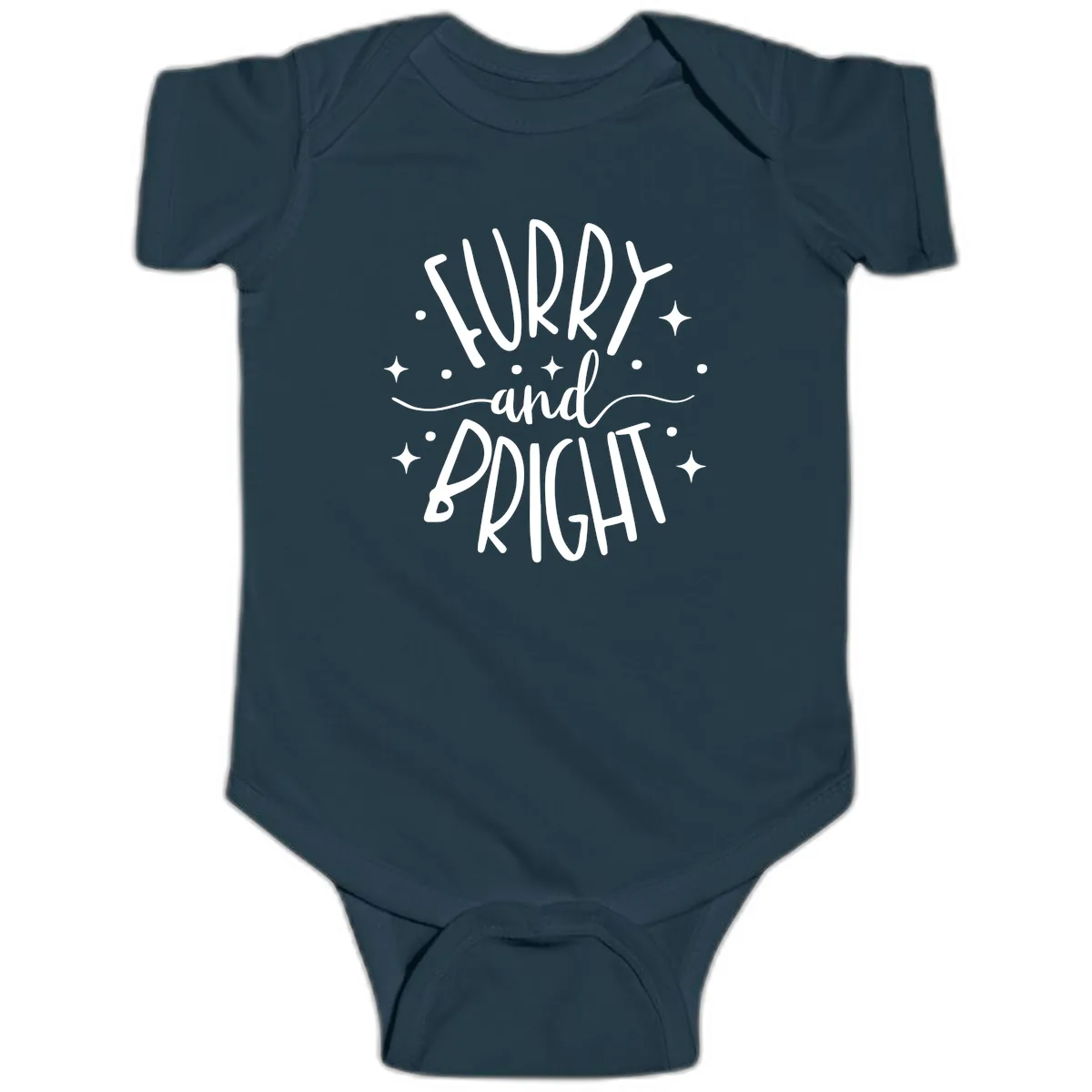 Furry and Bright Holiday Puns Baby Onesie in Navy