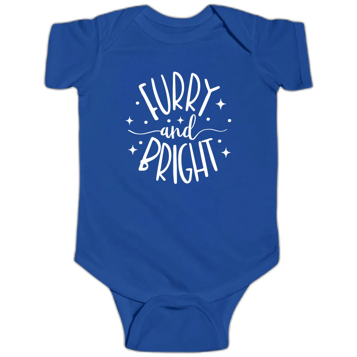 Furry and Bright Holiday Puns Baby Onesie in Royal