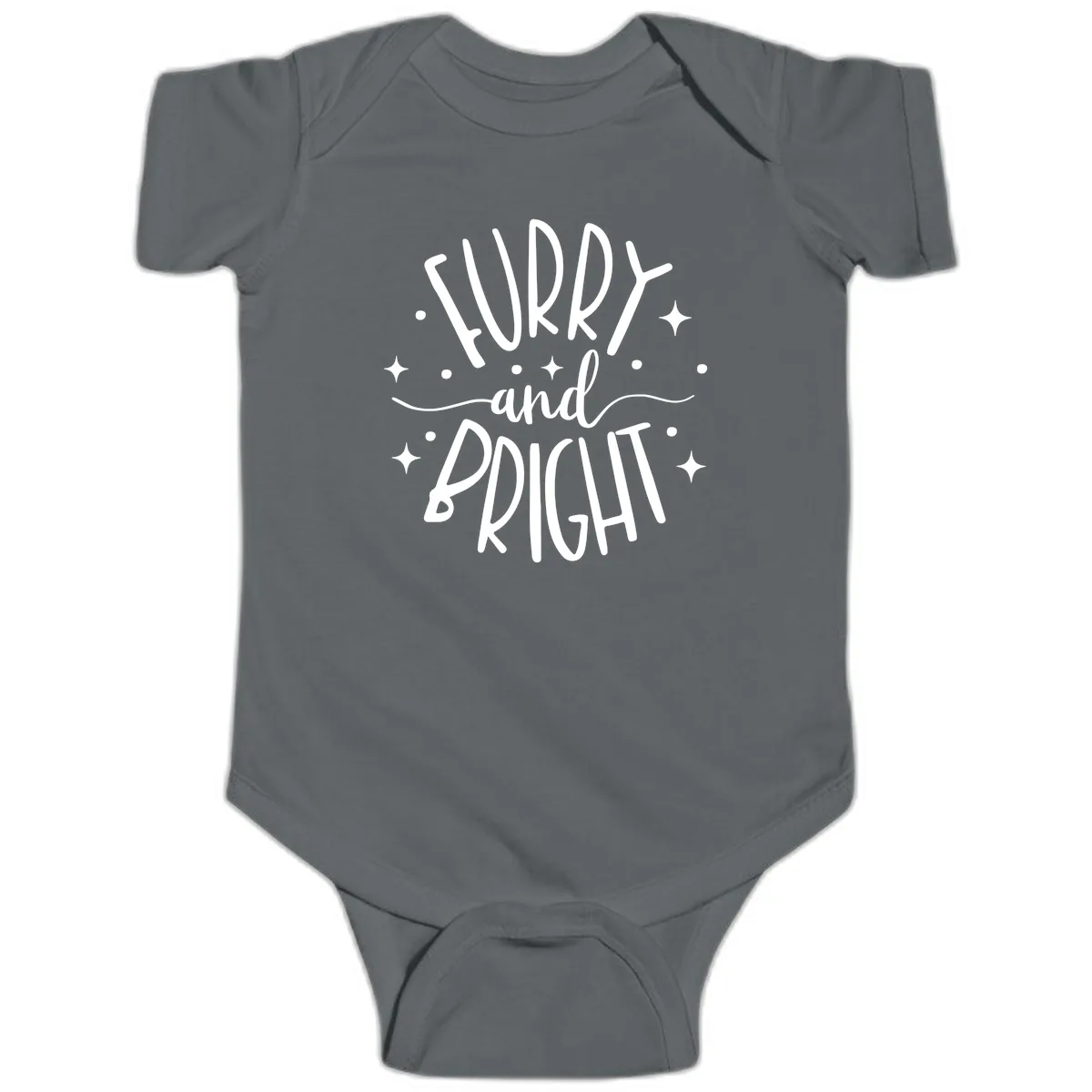 Furry and Bright Holiday Puns Baby Onesie in Charcoal