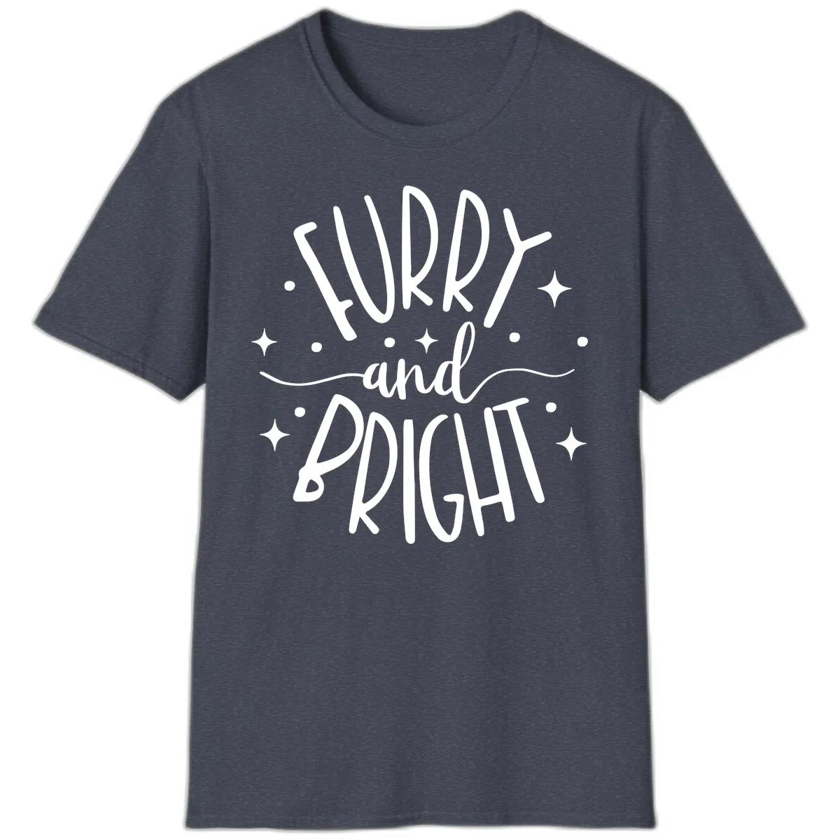 Furry and Bright Holiday Puns T-Shirt in Heather Navy