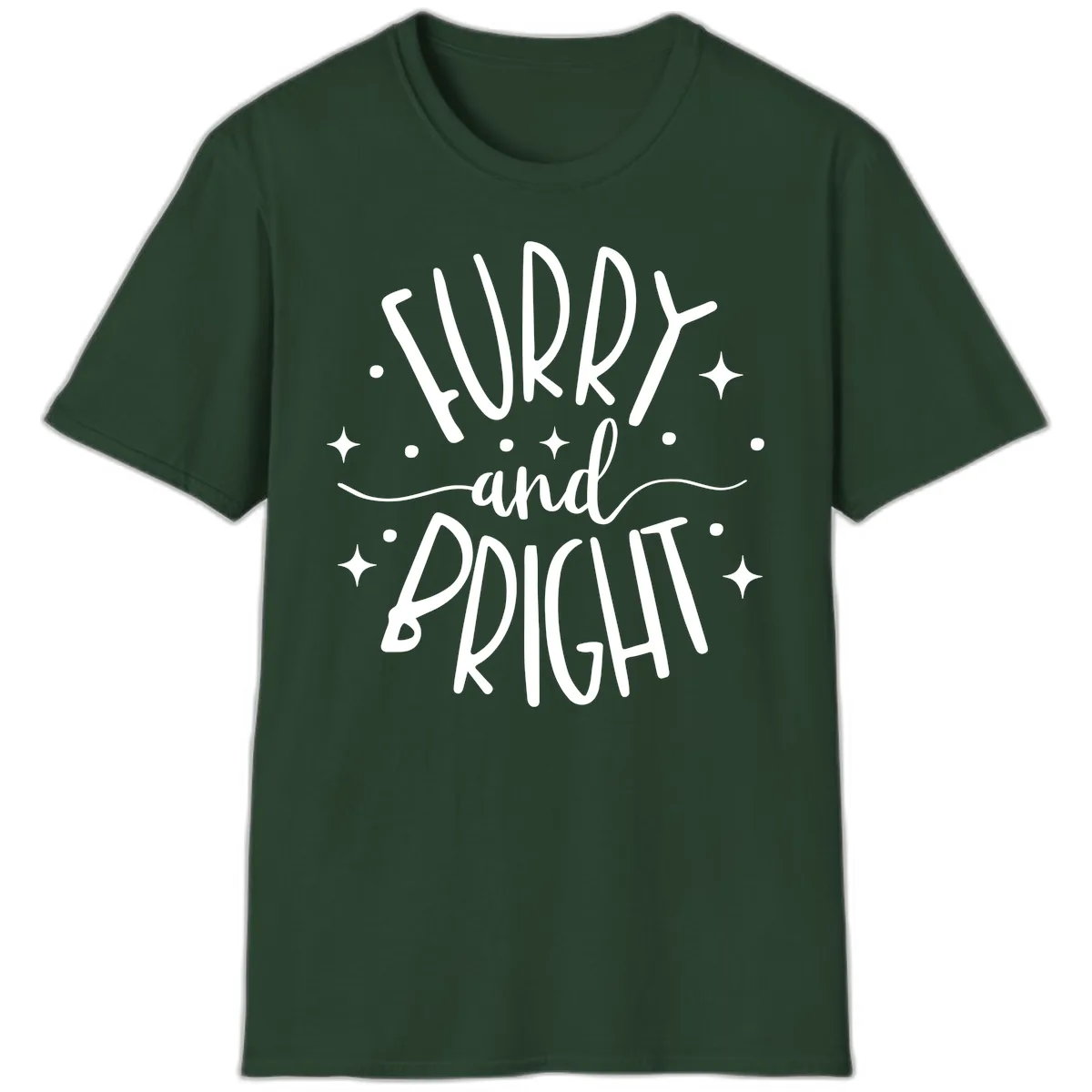 Furry and Bright Holiday Puns T-Shirt in Forest Green