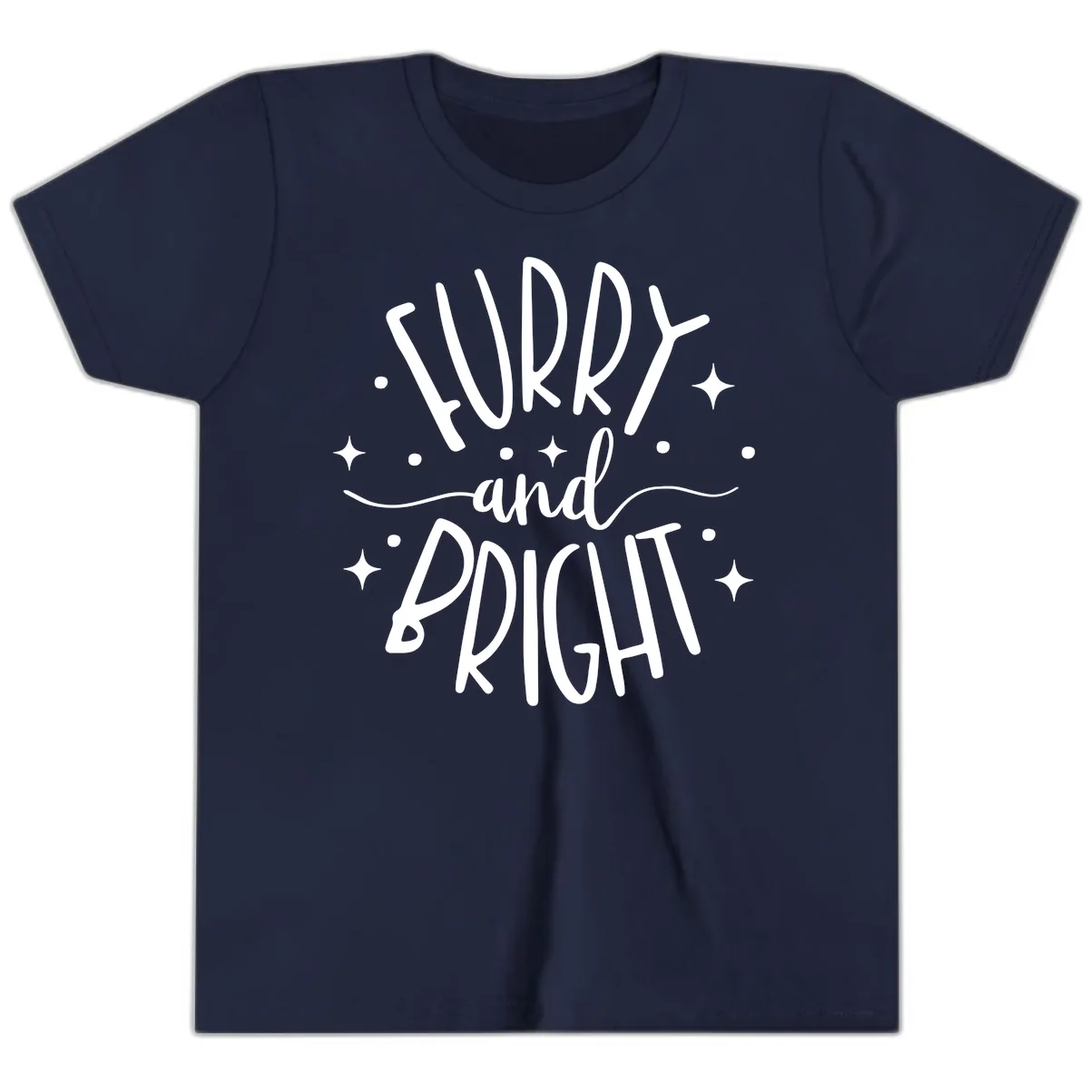 Furry and Bright Holiday Puns Youth T-Shirt in Navy