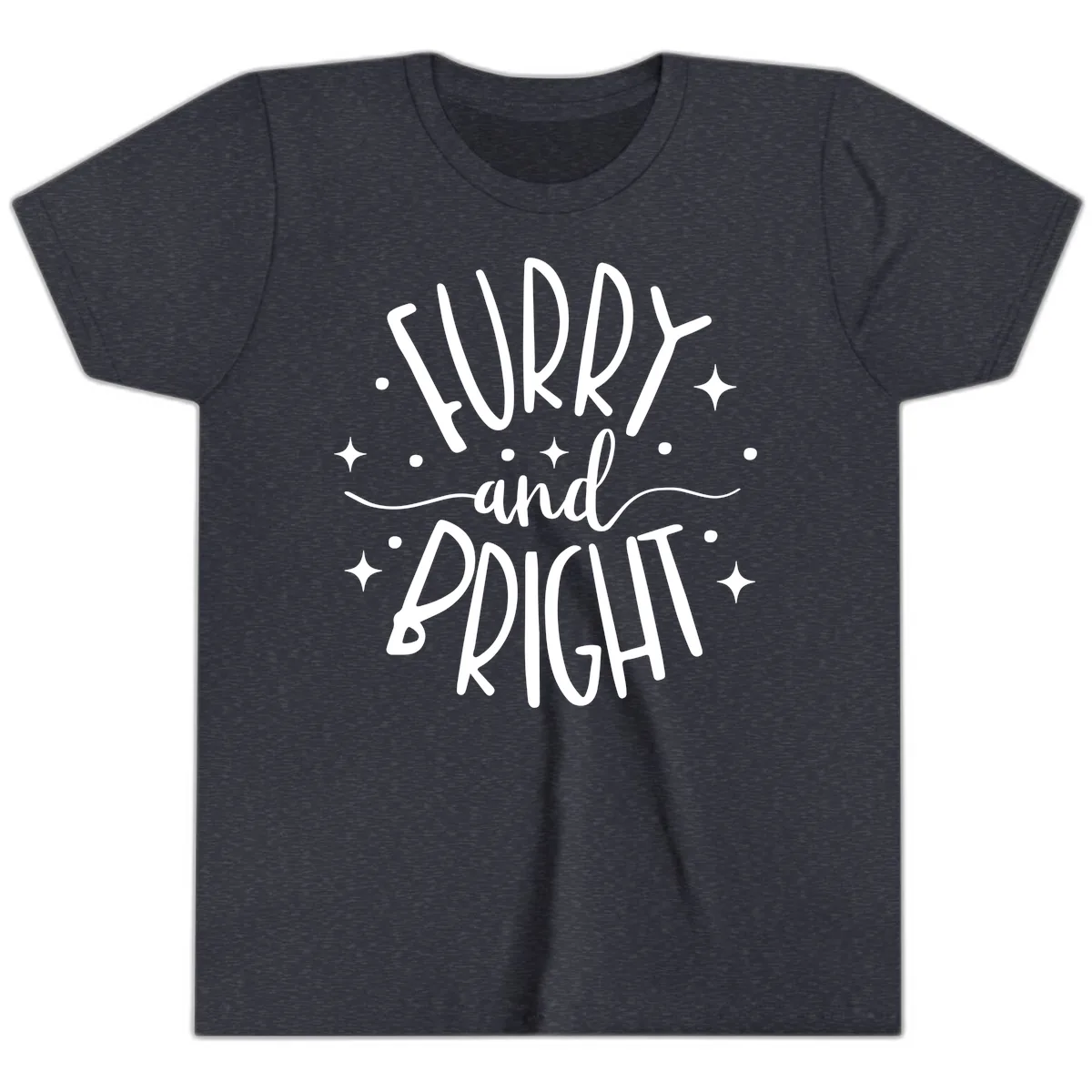Furry and Bright Holiday Puns Youth T-Shirt in Heather Navy