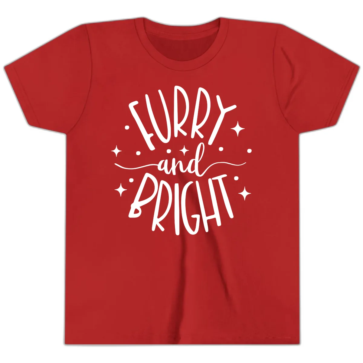 Furry and Bright Holiday Puns Youth T-Shirt in Red