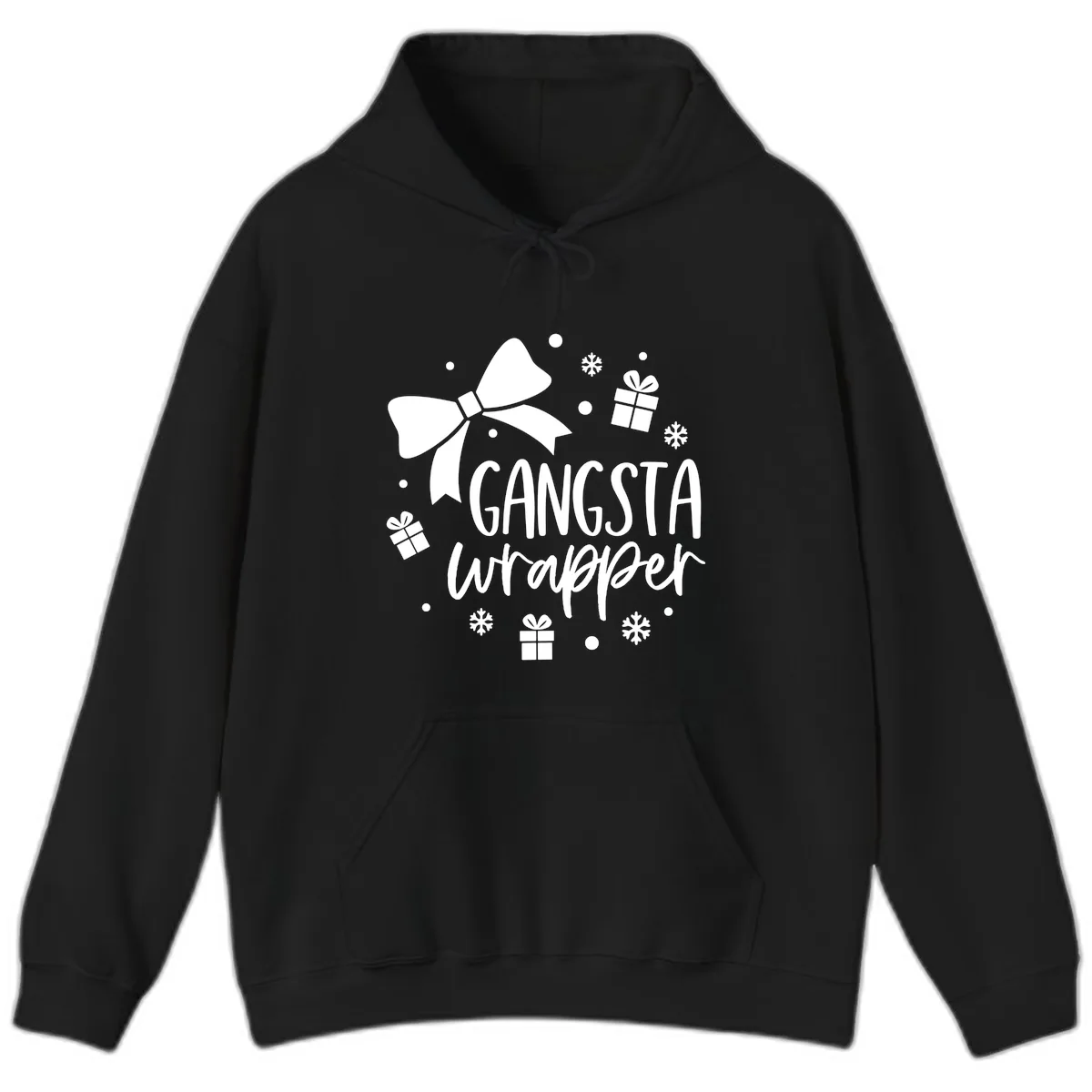 Gangsta Wrapper Holiday Design Hoodie in Black