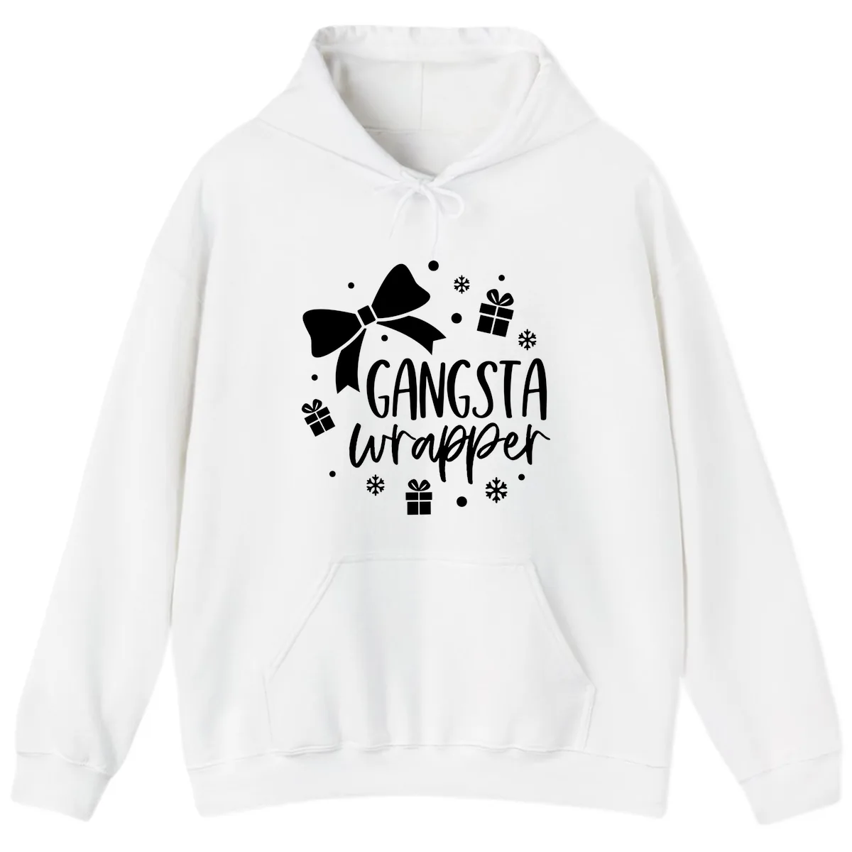 Gangsta Wrapper Holiday Design Hoodie in White