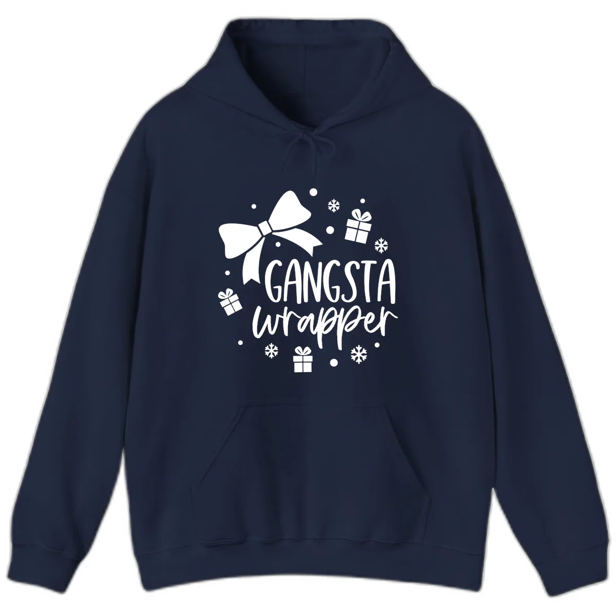 Gangsta Wrapper Holiday Design Hoodie in Navy
