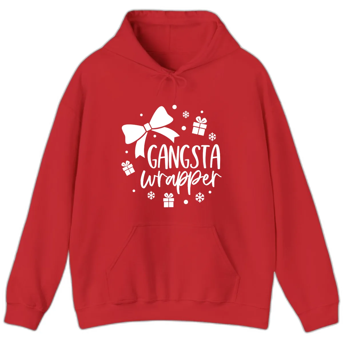 Gangsta Wrapper Holiday Design Hoodie in Red