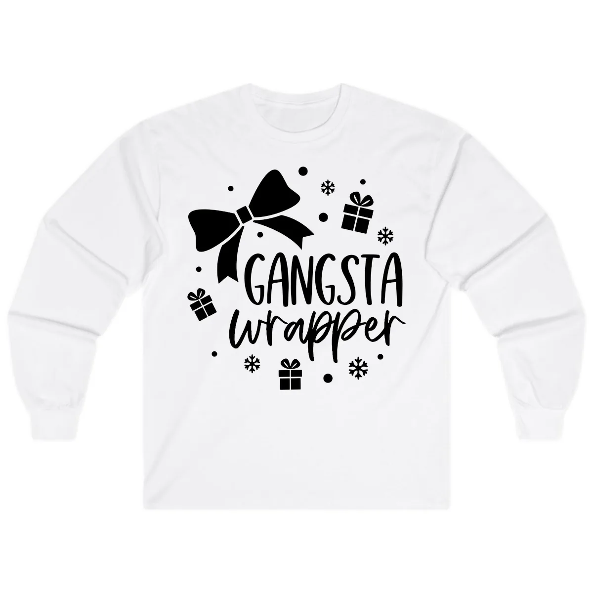Gangsta Wrapper Holiday Design Long Sleeve in White