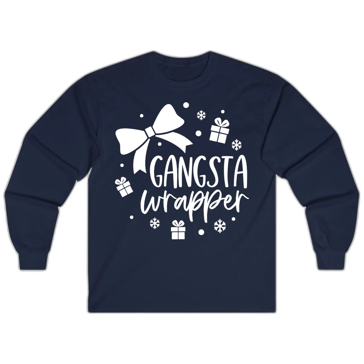 Gangsta Wrapper Holiday Design Long Sleeve in Navy