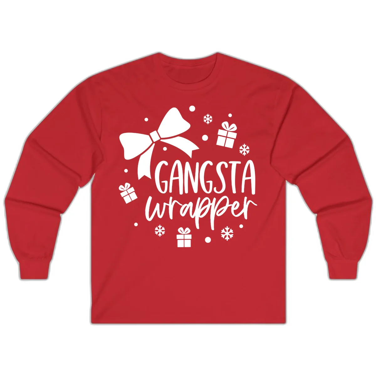 Gangsta Wrapper Holiday Design Long Sleeve in Red
