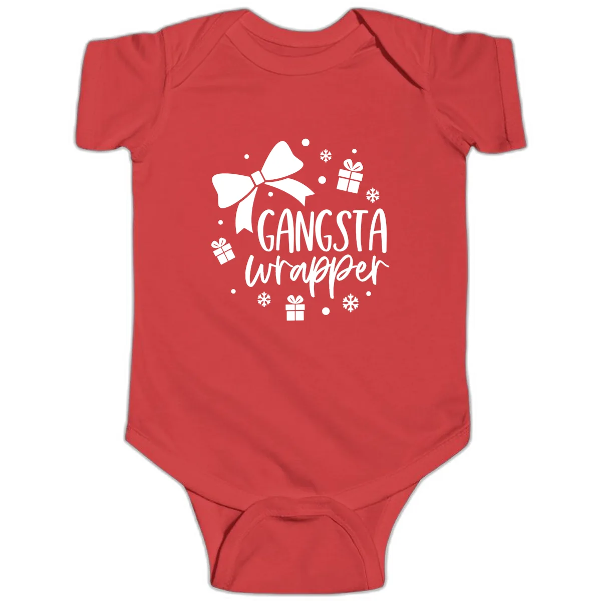 Gangsta Wrapper Holiday Design Baby Onesie in Red