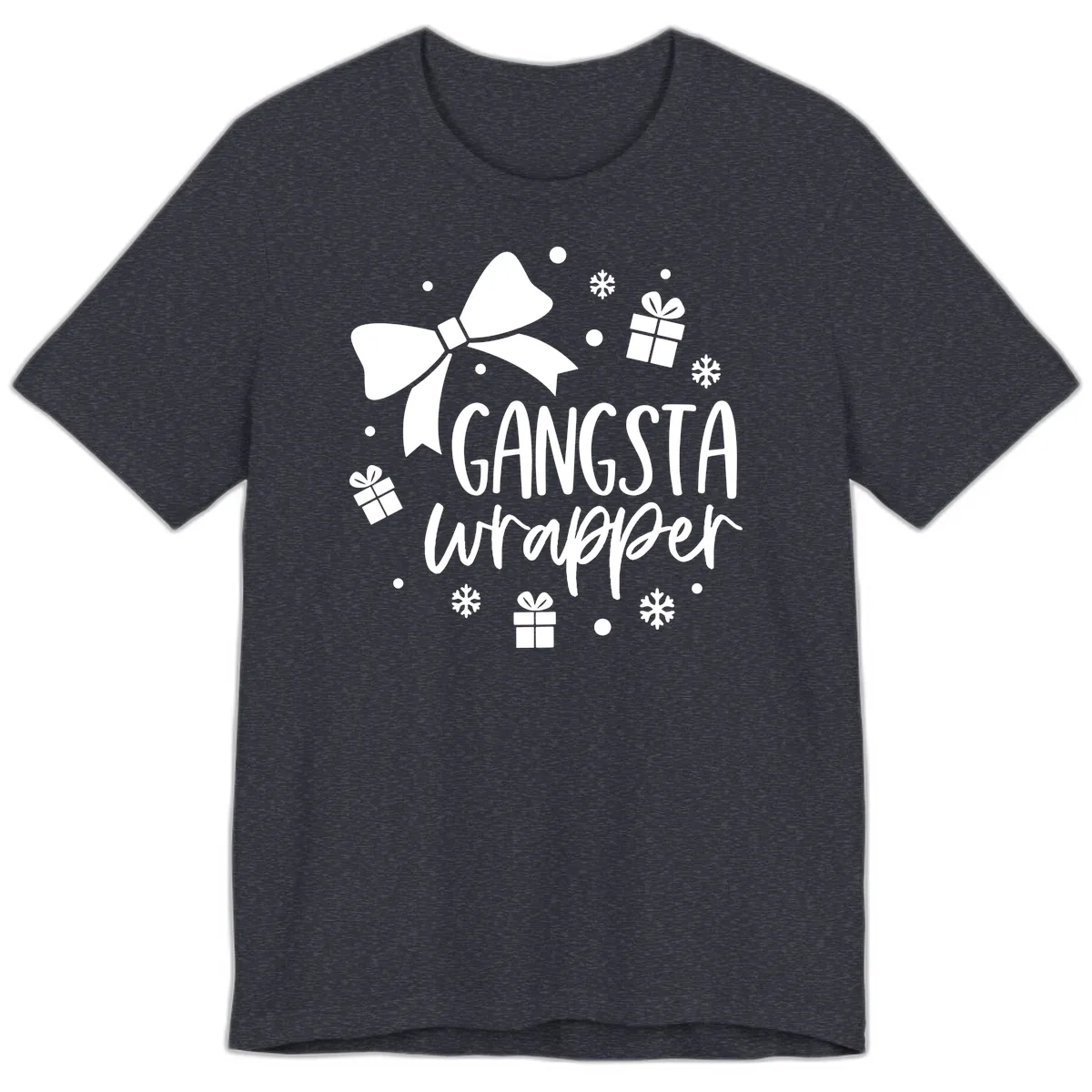 Gangsta Wrapper Holiday Design Premium T-Shirt in Heather Navy