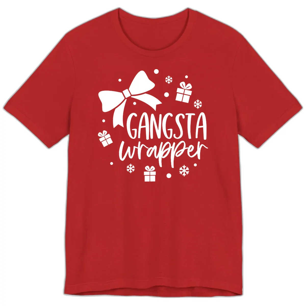 Gangsta Wrapper Holiday Design Premium T-Shirt in Red