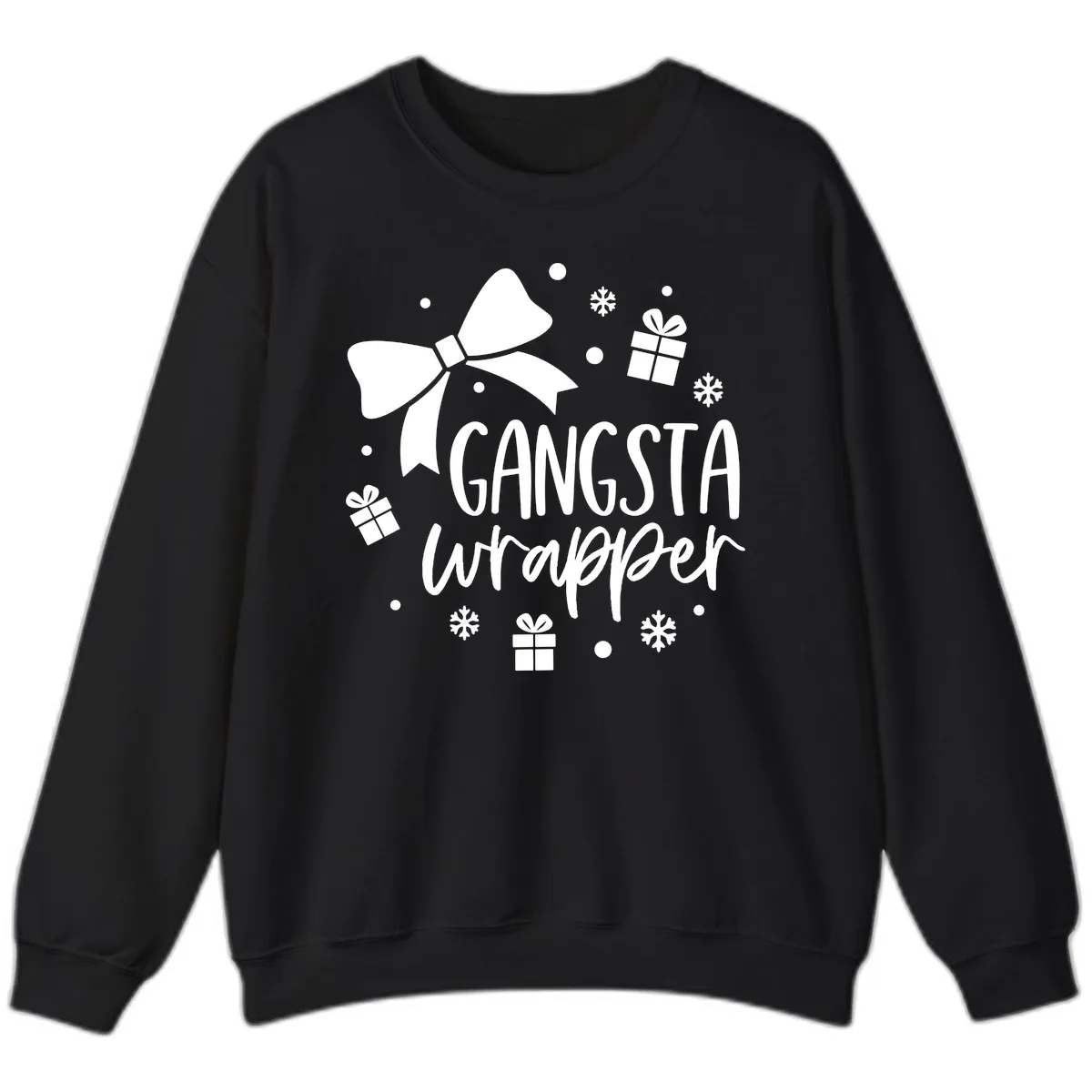 Gangsta Wrapper Holiday Design Sweatshirt in Black