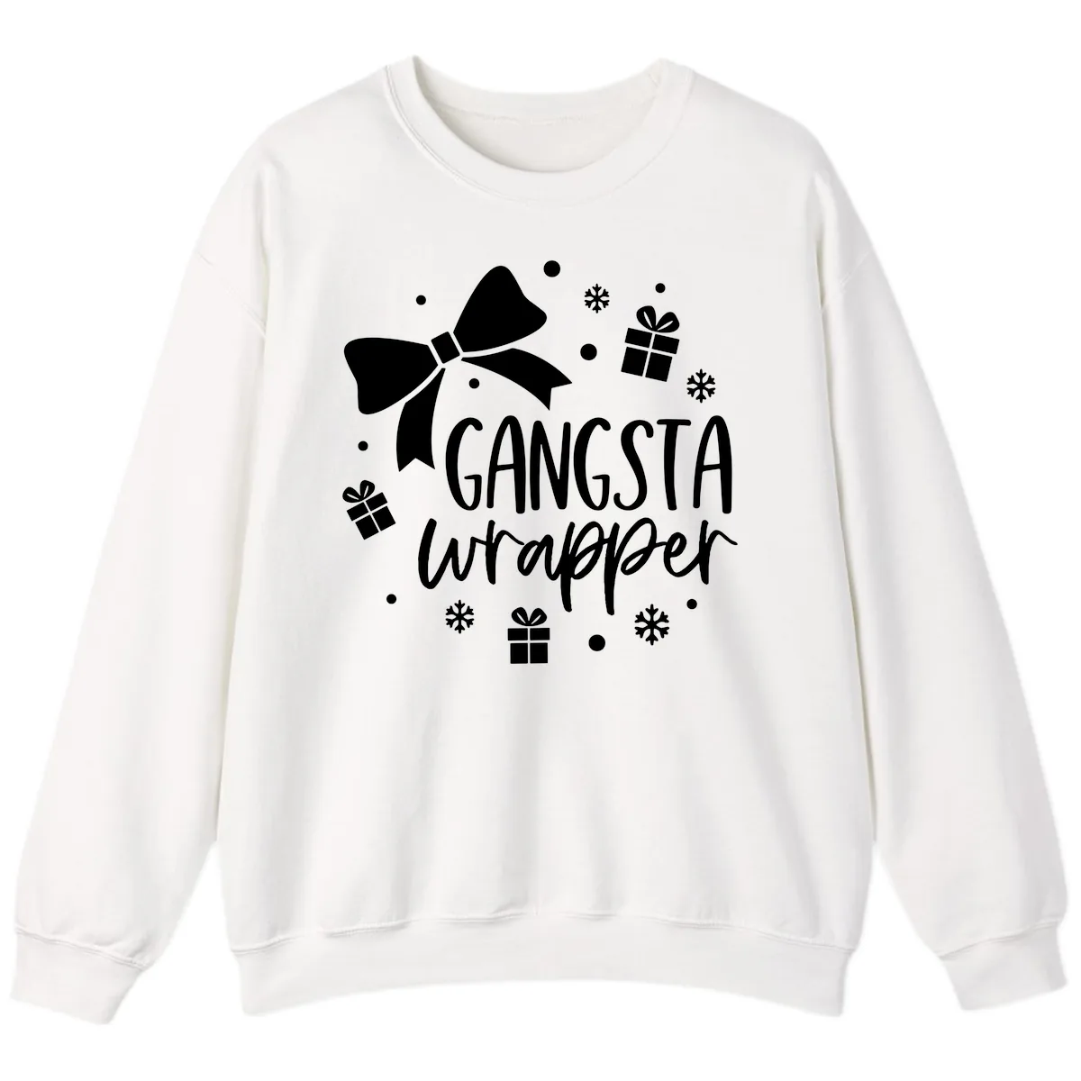 Gangsta Wrapper Holiday Design Sweatshirt in White