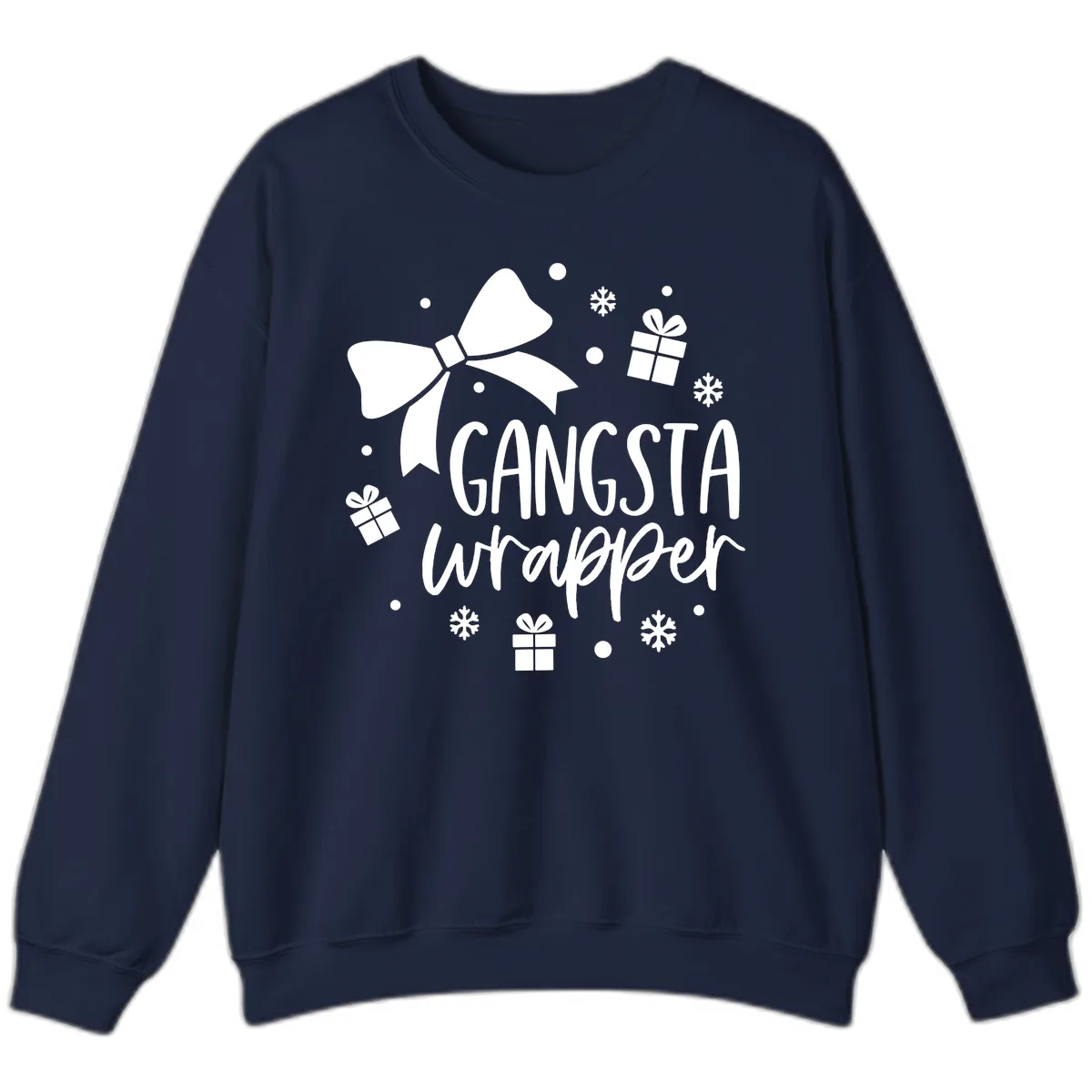 Gangsta Wrapper Holiday Design Sweatshirt in Navy